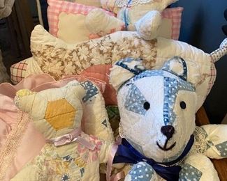 Vintage stuffed dolls and animals