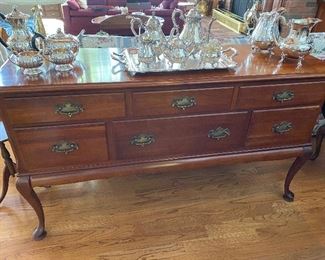 Vintage Cherry Queen Anne Sideboard
