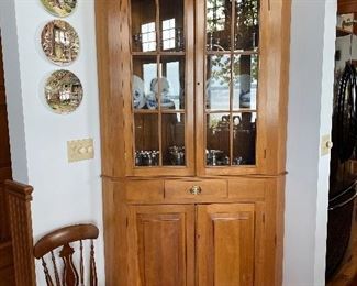 Vintage maple corner cabinet