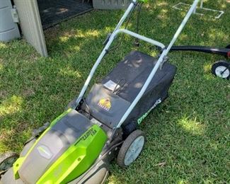 lawn mower, storage shed is for sale as well