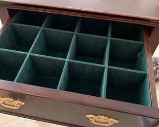 drawers lined with felt - could be used for jewelry, tea, etc