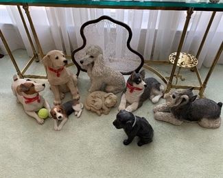 Several Sandicast Dog figures (Jack Russel, beagle, tan lab, poodle, Husky, Schnauzer, etc.)