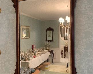 $250 Henkel Harris chippendale style beveled mirror mahogany with gold trim