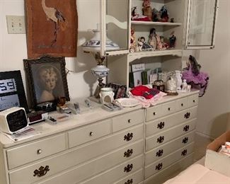 $250 each - Ethan Allen 1980s Heirloom collection dressers for child's bedroom - smaller dresser includes display cabinet