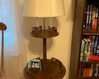 $125 - floor lamp with wooden table base