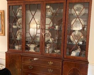 $800 - Baker Inlaid Mahogany English Style Breakfront / China cabinet- Purchase price $5,000