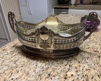 $1,200 - Vintage Argentor Austrian sterling silver bowl with original glass insert