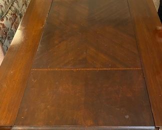 Oversized Map Table Converted to a Coffee Table with Hidden Leaves and Drawer Wood Inlaid