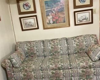 Sleeper Sofa, Assorted Wall Décor 