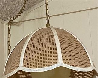 Vintage Wicker Rattan Woven Swag Pendant Lamp with Globe