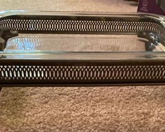 Pyrex Serving Dish on Silver Plated Serving Tray
