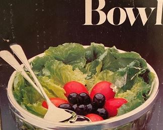 Crystal Serving Bowl with Silver Plated Ring and Serving Spoons