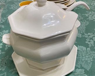 Soup Tourine Made in the USA, Vintage Hand Painted Stangl Yellow Bamboo Dinnerware