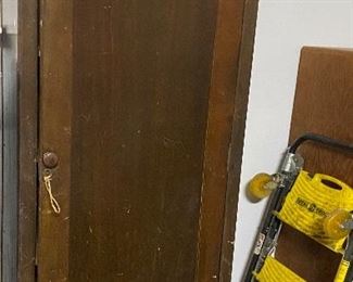 Antique Wardrobe Cabinet with Mechanical Garment Carrier, Convertible Upright Dolly to a Flat Dolly 