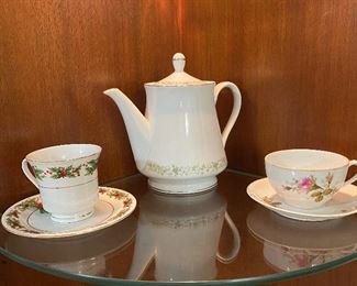 Noritake Tea Pot, Christmas Tea Cup & Saucer, Tea Cup & Saucer Rose Pattern