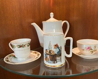Noritake Tea Pot, Christmas Tea Cup & Saucer, Tea Cup & Saucer Rose Pattern, Norman Rockwell Coffee Cup
