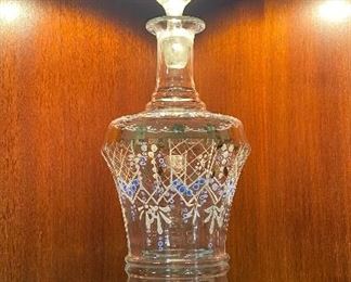 Vintage Bohemian Czechoslovakia Hand Painted Decanter
