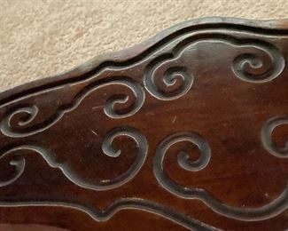 Oversized Map Table Converted to a Coffee Table with Hidden Leaves and Drawer Wood Inlaid Design on Bottom Leg