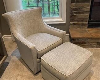 Jessica Charles armchair with ottoman (31”W x 26”D x 35”H, ottoman - 26”W x 20”D x 16”H) - $950 or best offer