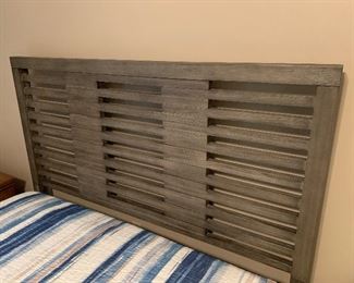 Gray queen slatted headboard platform bed (64”W x 54”H) - $600 or best offer