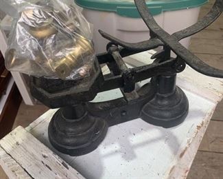Scales with several brass weights