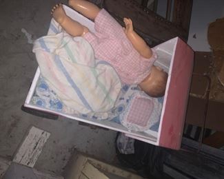 2 different old buggies n dolls