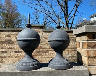 pair lead architectural finials