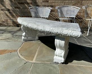 one of a pair of curved concrete benches 350.00 pr.