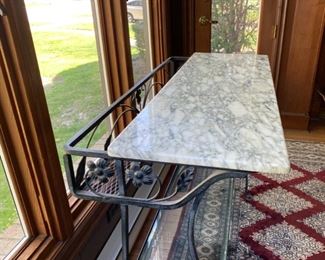 wrought iron bar stand marble top