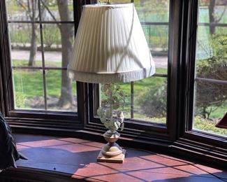 Vintage Tole floral table lamp #1 ( shade has tears) 125.00