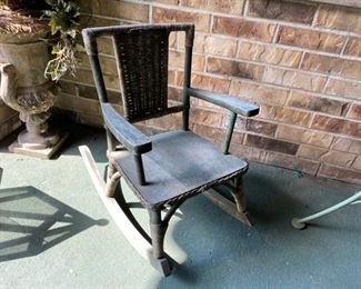 antique child's woven rocker 25.00