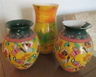 Lot - 10   three Hand Painted Arden Vase's $40.00       