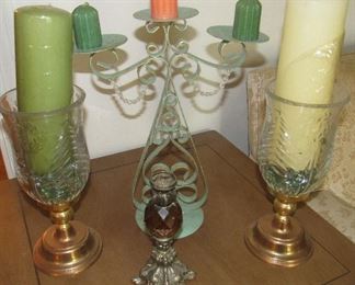 Lot 12 - Two Crystal Candle Holders &  Two Candle Holders $ 40.00                                                         