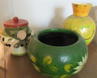 Lot 11 - Two Colorful Bowls &  1 Vase $35.00           