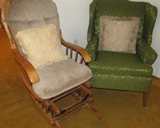 Lot 14 - Rocking chair & Green Sitting Chair $45.00   