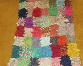 Lot 16- Vintage Colorful Hand Stitched Rug 7x4 $35.00