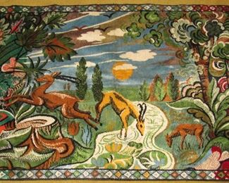 Lot 17 = Vintage Colorful Deer Rug 6x4  $25.00        