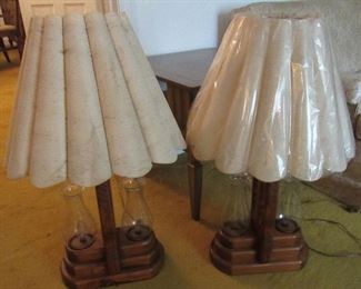 Lot 26 - Two Vintage Wood Base Lamps $35.00      