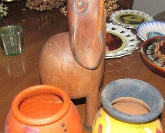 Lot 41 - Wood elephant, two small Vases $15.00     