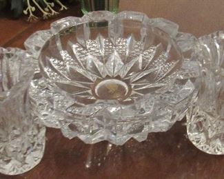 Lot 46 - Small Crystal Bow & Two Crystal Candle Holders $15.00                                                                               