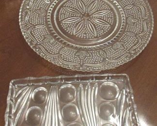 Lot 47 - Crystal tray &  Glass Egg  holder $15.00         