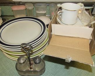 Lot 73 - Large lot of Plates, Bavaria German China cups and saucer set, Misc items, kitchen magician, paper towel holder Etc. Next set of 3 pics Incld in this lot $45.00                                                                           