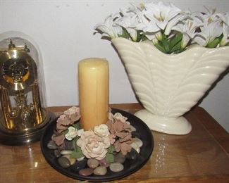 Lot 89 - Decorative clock, decorative flowers, decorative candle rock holder $30.00                                         