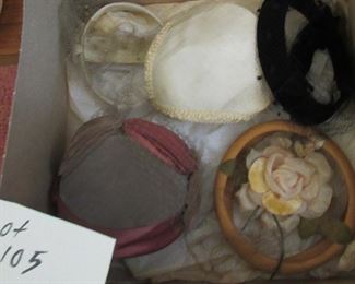 Lot 105, 107, 108, 109 & 110 - Large lot of vintage hats $120.00