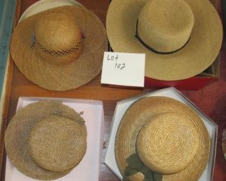 Lot 102, Lot 103 & Lot 104  Large Wonderful Lot of vintage ladies straw hats total of 12 hats $100.00      