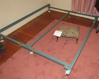 Lot 132 - Queen size bed frame & small stool $20.00