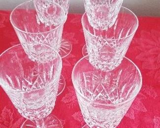 LOT D9 - $80 - SET OF SIX LIESMORE WATERFORD RED WINE GLASSES, 6 3/4" TALL                                              LOT D10 - EXACT SAME SET OF SIX