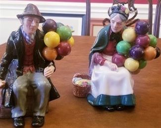 LOT D55 - $125 - ROYAL DOULTON BALLOON MAN AND BALLOON LADY 7 1/2" X 6" EACH