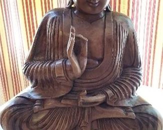 LOT S10 - $350 - HAND-CARVED BUDDHA STATUE 23" X 18"