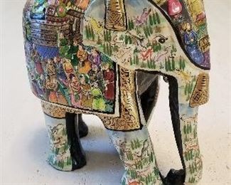 LOT S30 - $125 - HAND-PAINTED ELEPHANT (AS IS, SMALL CHIP) 10" X 10"